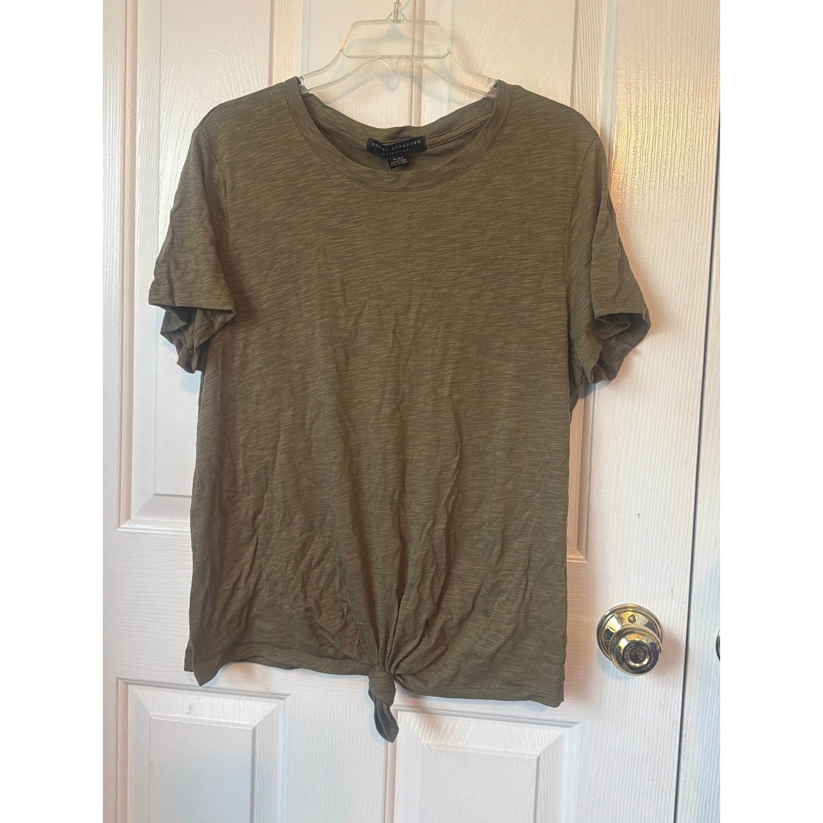 Social Standard By Sanctuary One And Only Tee Olive Green Front Tie Knot Xl New
